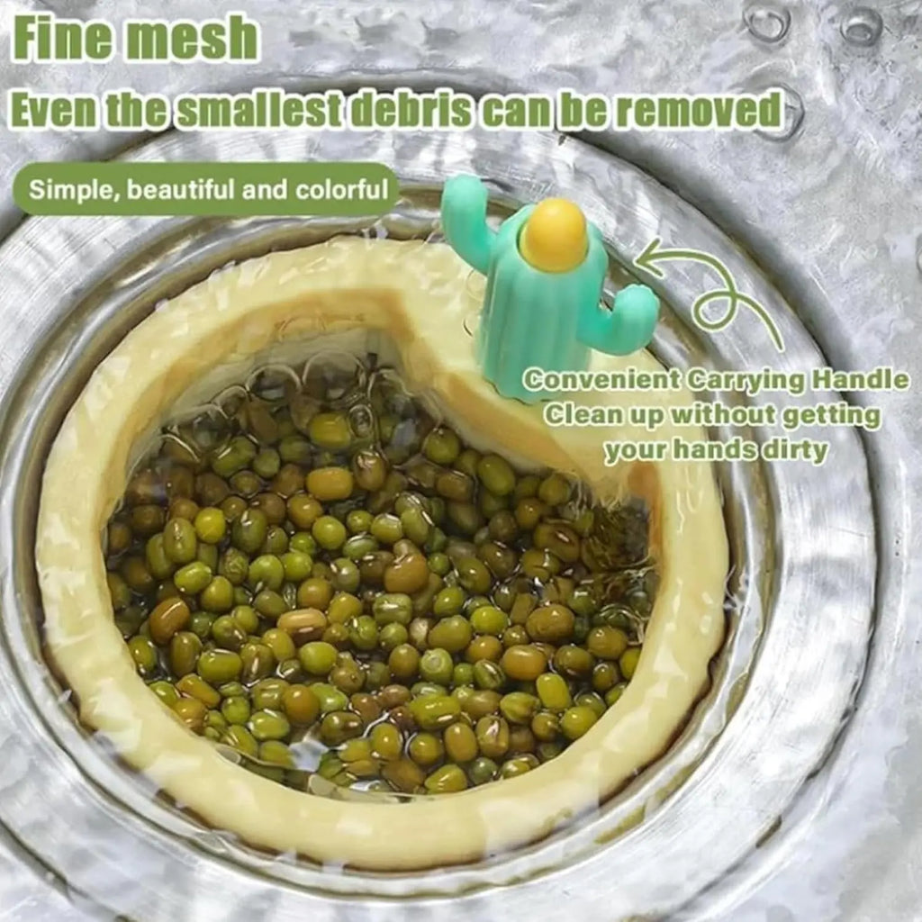 2Pcs Cactus Sink Filter Basket, Versatile Kitchen Sink Strainer Cute Sink Filter Basket Kitchen Gadgets Press Automatic Dumping Basket for Home Use (Green & Yellow),Campingessentials,Campinggear