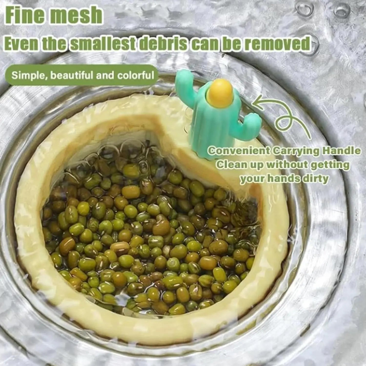 2Pcs Cactus Sink Filter Basket, Versatile Kitchen Sink Strainer Cute Sink Filter Basket Kitchen Gadgets Press Automatic Dumping Basket for Home Use (Green & Yellow),Campingessentials,Campinggear