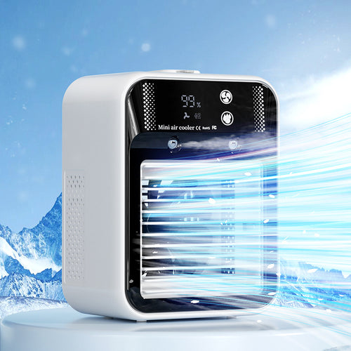 Air Conditioner Air Cooler Fan Water Cooling Fan Air Conditioning For Room Office Portable Air Conditioner Cars - Color: Ivory White, Fan Blade Diameter: Digital display L8
