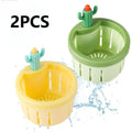 2Pcs Cactus Sink Filter Basket, Versatile Kitchen Sink Strainer Cute Sink Filter Basket Kitchen Gadgets Press Automatic Dumping Basket for Home Use (Green & Yellow),Campingessentials,Campinggear