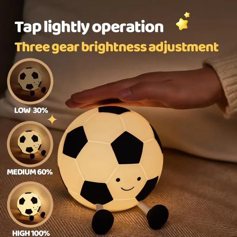Football Shaped Decorative Night Light, Rechargeable 3-Level Dimmable Silicone Squishy Night Light, Funny Office Desk and Bedroom Decor, Birthday Gift #GLOBAL PICKS