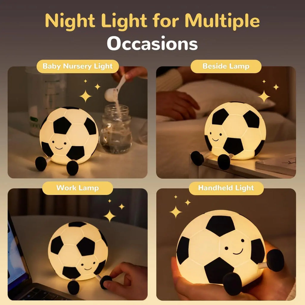 Football Shaped Decorative Night Light, Rechargeable 3-Level Dimmable Silicone Squishy Night Light, Funny Office Desk and Bedroom Decor, Birthday Gift #GLOBAL PICKS