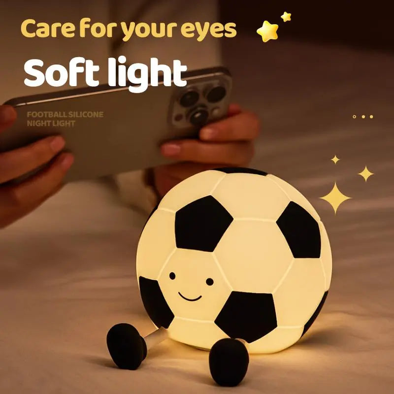 Football Shaped Decorative Night Light, Rechargeable 3-Level Dimmable Silicone Squishy Night Light, Funny Office Desk and Bedroom Decor, Birthday Gift #GLOBAL PICKS