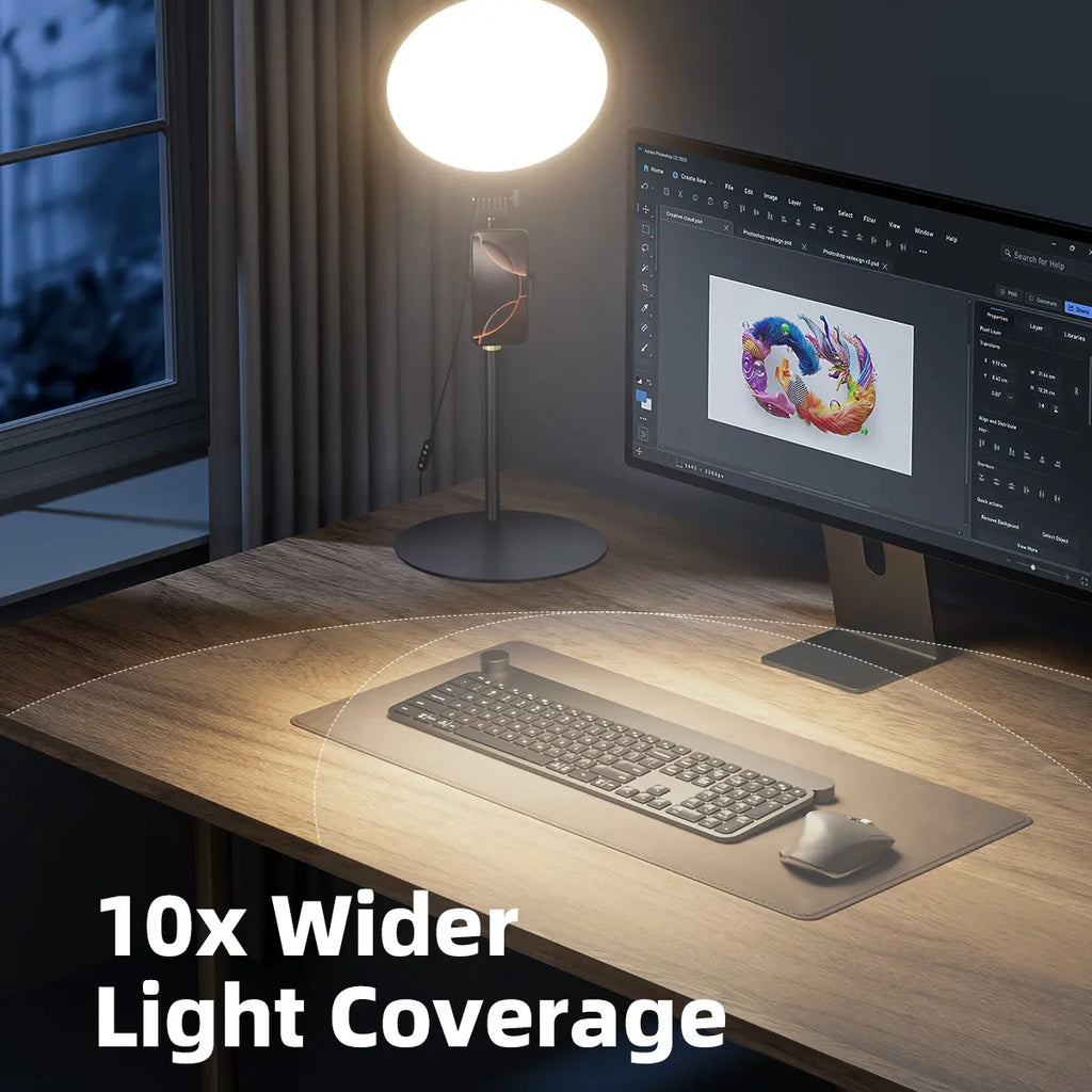 【Dealsforyoudays 】Weilisi 10.5" Ring Light with Stand, Full-Screen Selfie Ring Light for Desk with Phone Holder, Adjustable Laptop Light for Video Recording, Zoom Lighting for Computer, Meeting, Live Streaming, Podcast