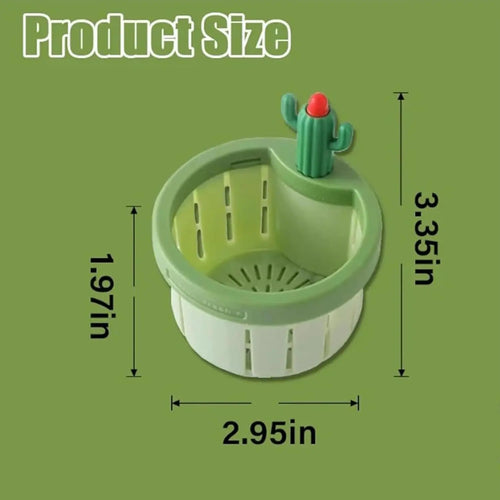 2Pcs Cactus Sink Filter Basket, Versatile Kitchen Sink Strainer Cute Sink Filter Basket Kitchen Gadgets Press Automatic Dumping Basket for Home Use (Green & Yellow),Campingessentials,Campinggear